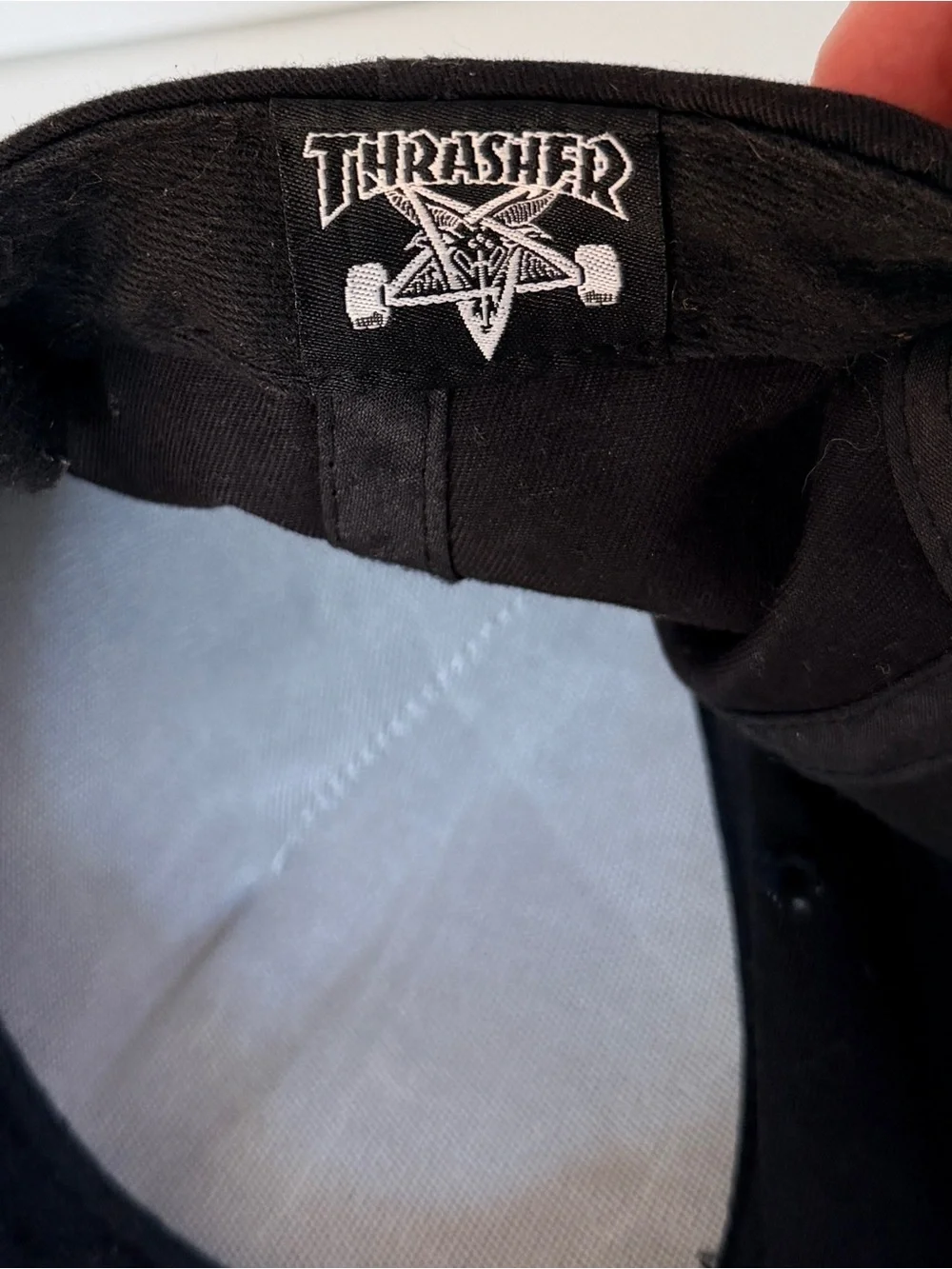 Thrasher Magazine Skate Goat Snapback Hat Black Embroidered Emblem Patch Cap EUC